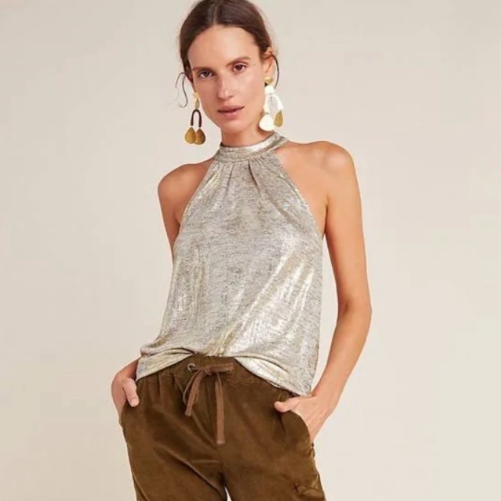 Metalic Gold Anthropologie halter style tank